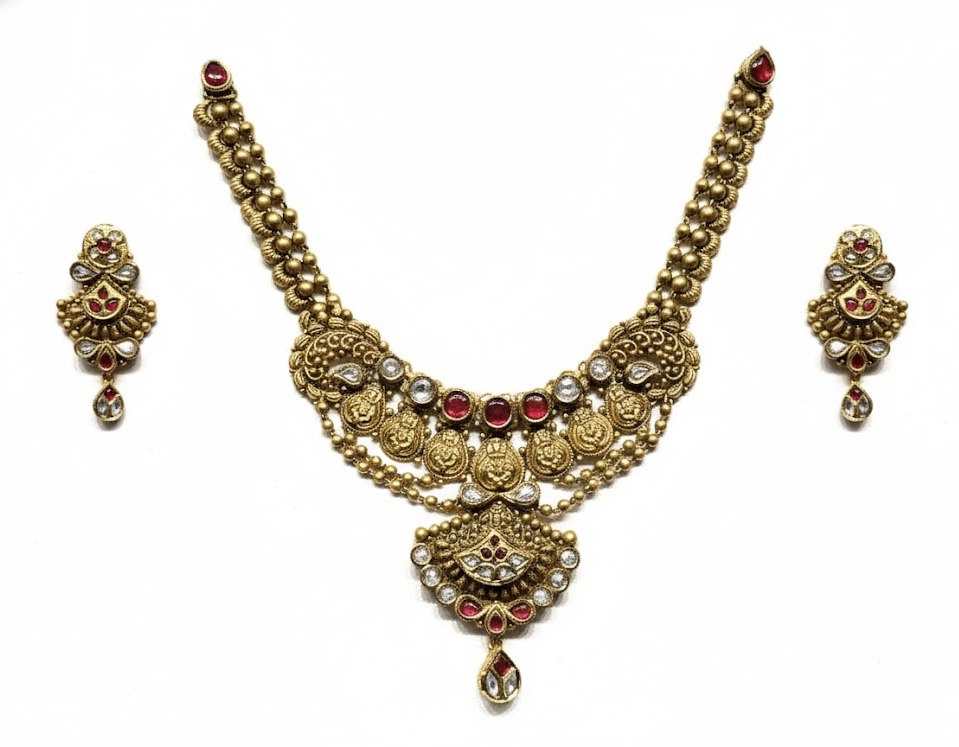 Zariya Antique Gold Elegance 22K Necklace Set