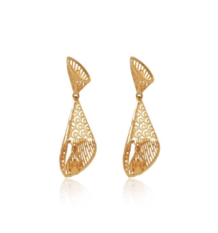 Rajsi Filigree Charm 22K Gold Earrings