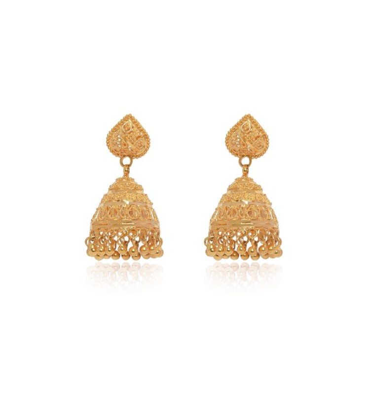 Zariya Antique Dangle 22K Gold Earrings
