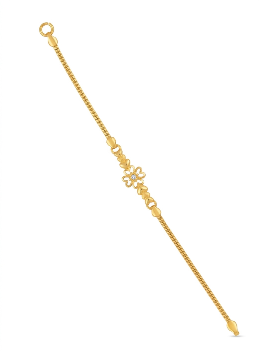 Classic Beaded Charm 22K Gold Bracelet