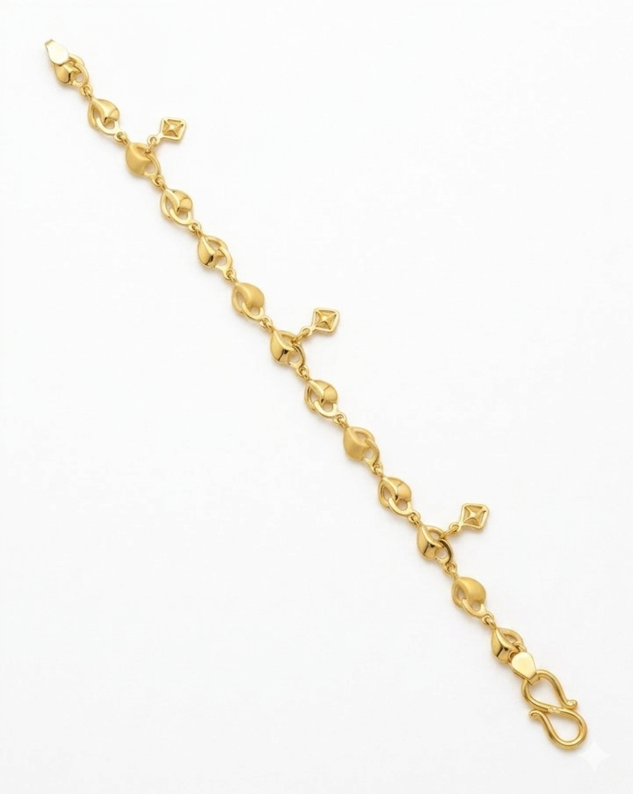 Traditional Beaded Chain 22K Gold Bracelet