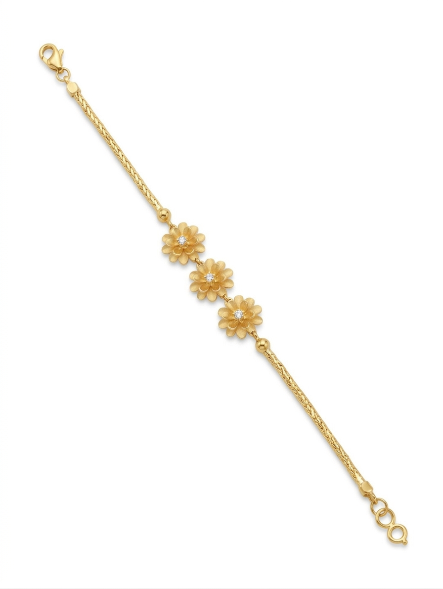 Minimal Linear Diamond-Cut Gold Bracelet