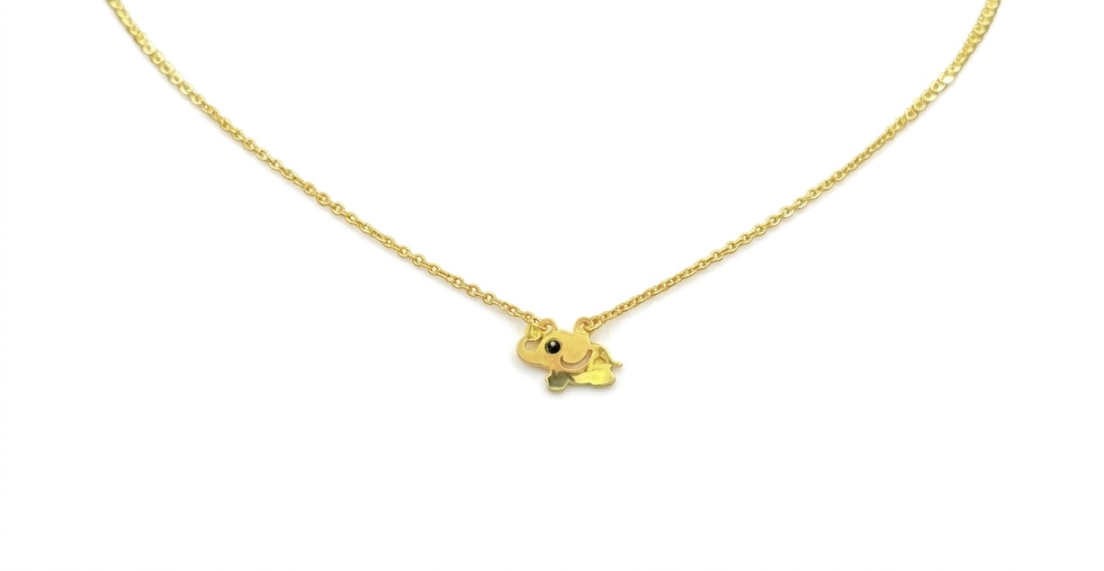 Lucky Elephant Halo 22K Gold Kids Chain Necklace