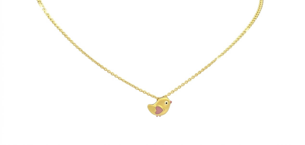 Tiny Bird Charm 22K Gold Kids Chain Necklace