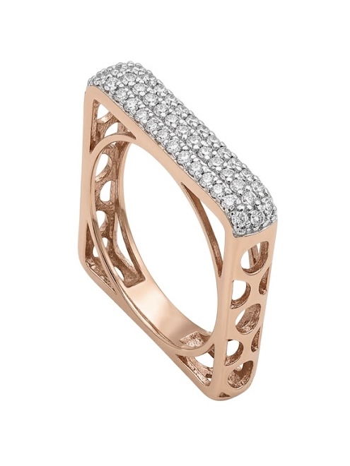Geometric Openwork Diamond Designer Ring