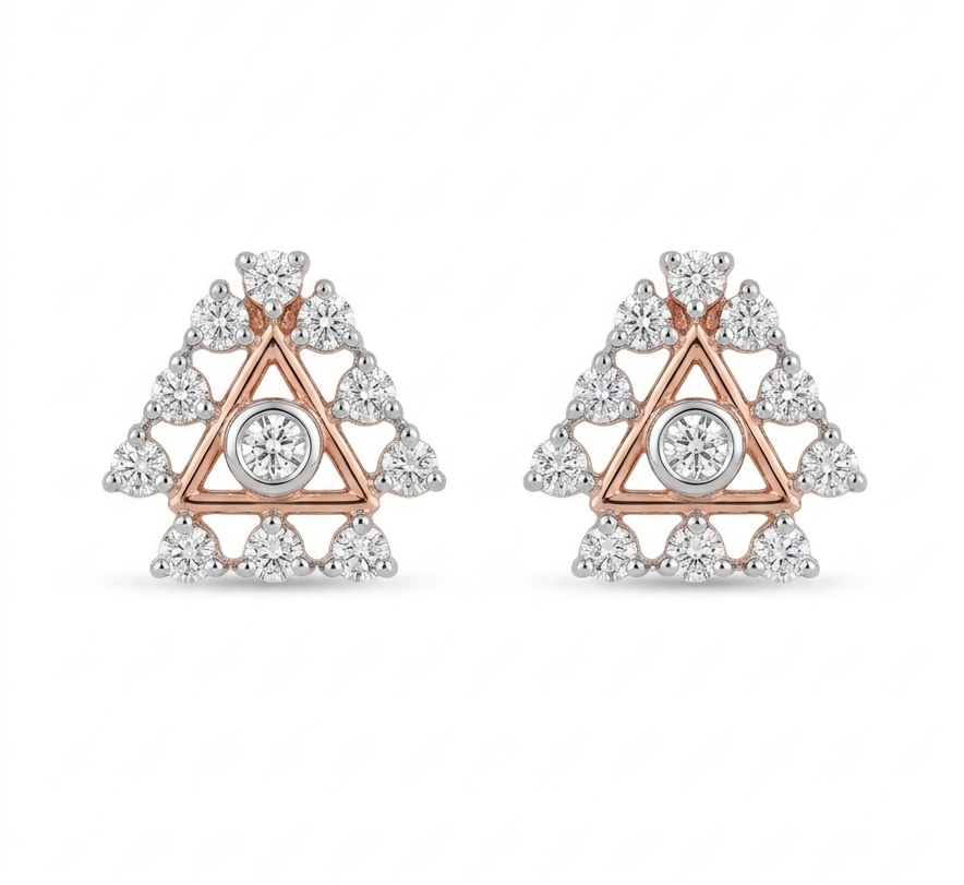 Triangle Halo Diamond Statement Earrings