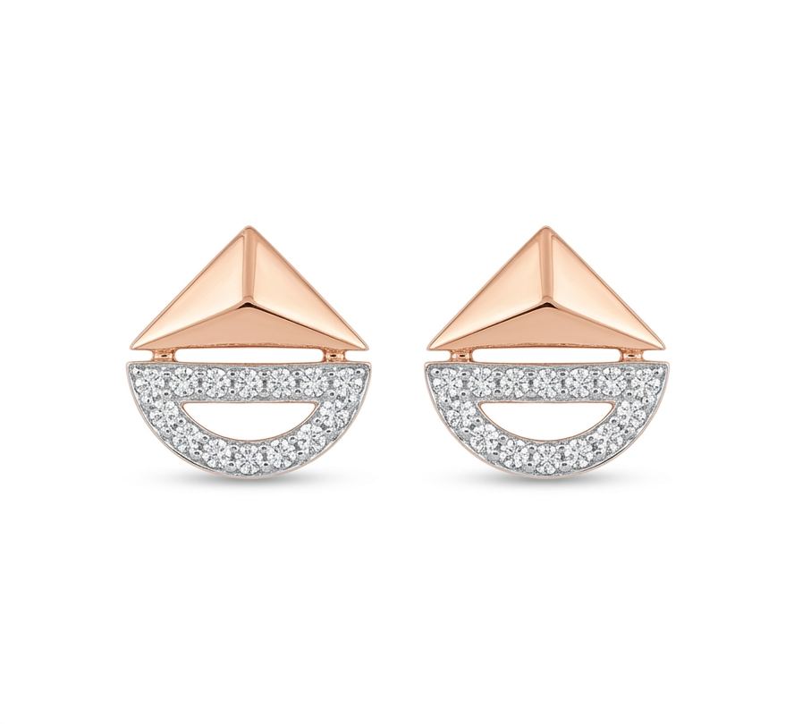 Minimal Triangle Diamond Stud Earrings