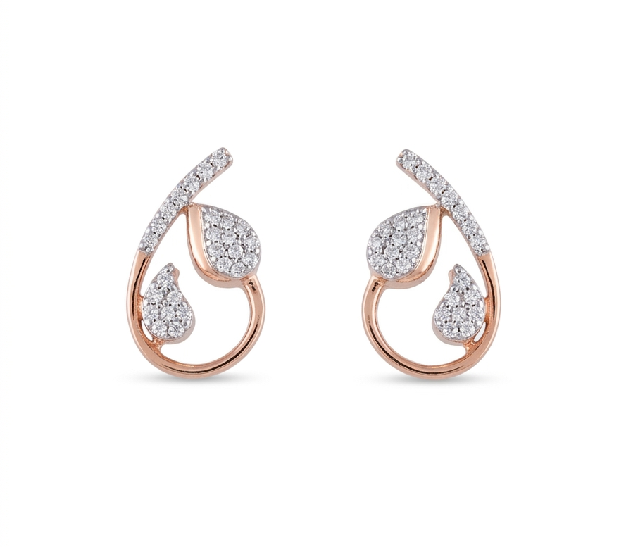 Minimal Curve Diamond Drop Earrings