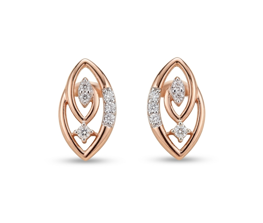 Marquise Halo Diamond Stud Earrings