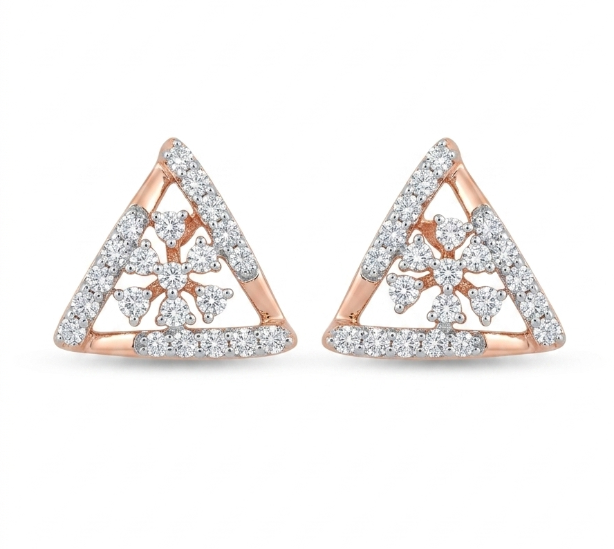 Triangle Cluster Diamond Stud Earrings
