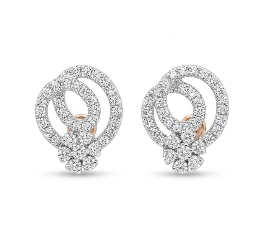 Double Halo Circle Diamond Earrings
