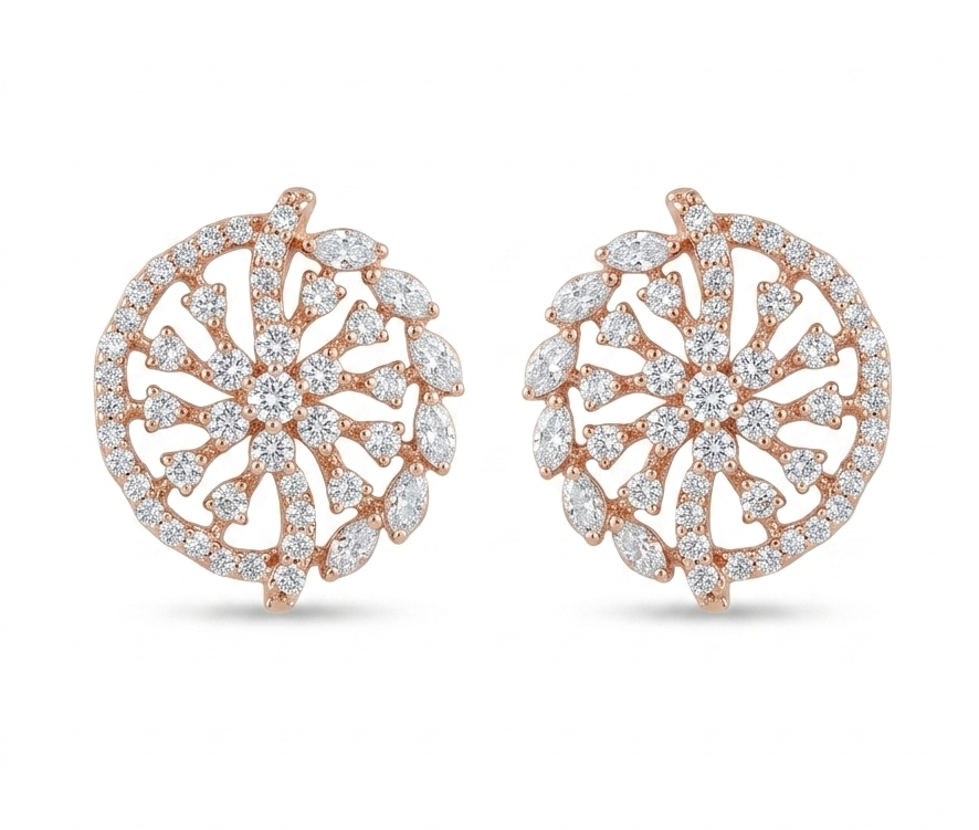 Sunburst Cluster Diamond Statement Earrings