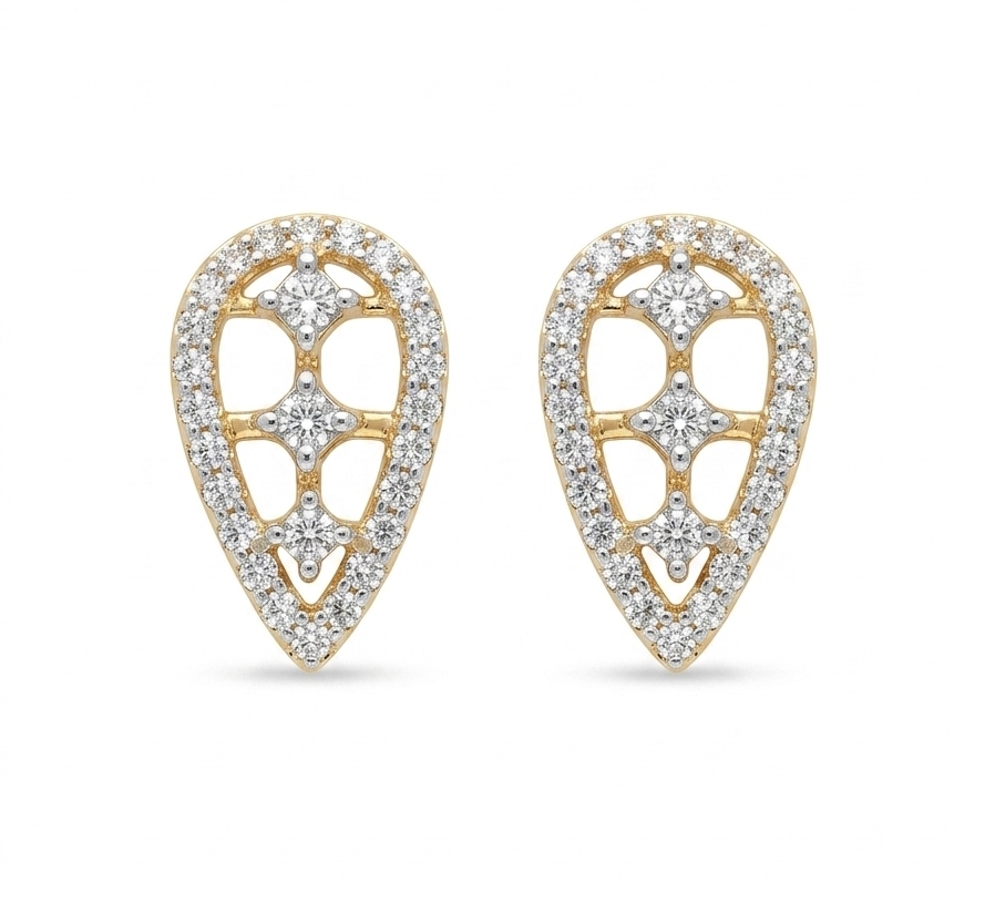 Teardrop Openwork Diamond Earrings