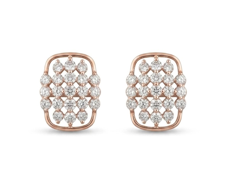 Cluster Dome Diamond Stud Earrings