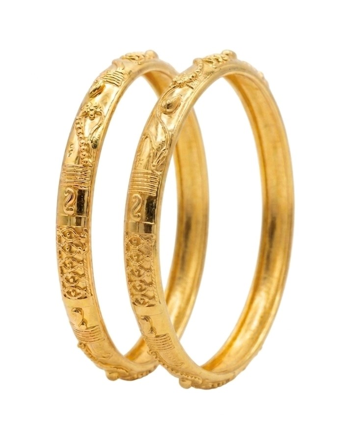 Royal Engraved Twin Gold Bangles