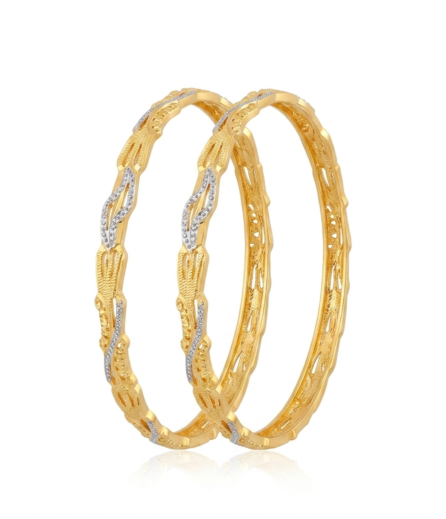 Dual Tone Accent Gold Bangles
