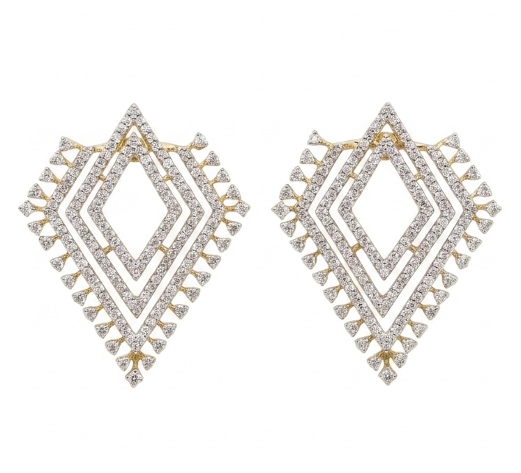 Layered Diamond Frame Statement Earrings
