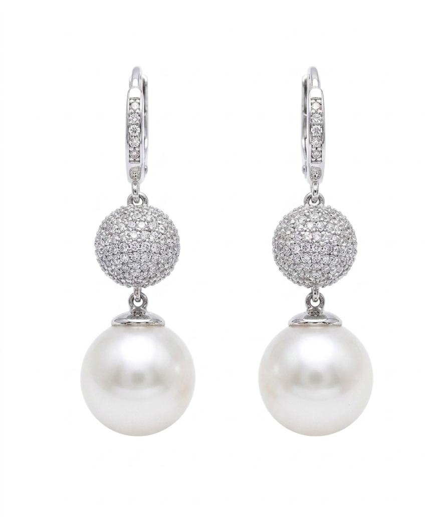 Classic Pearl Drop Diamond Earrings