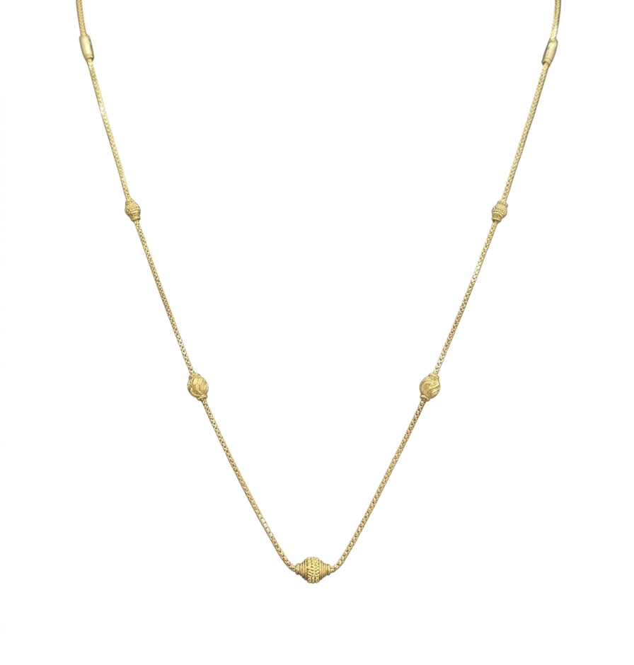 Beaded Station Style Gold Chain
