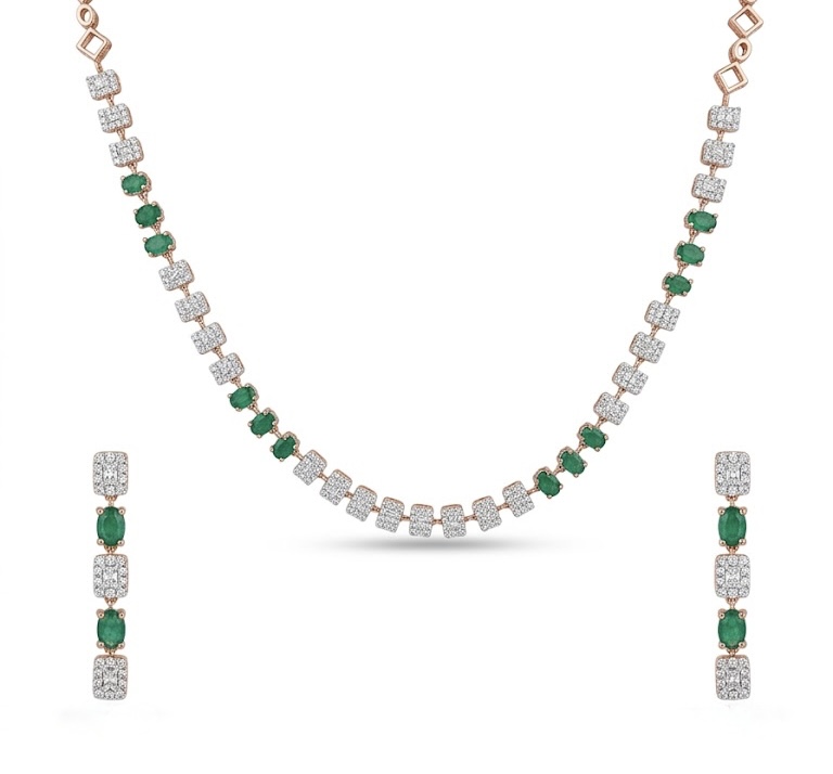 Emerald Accent Diamond Harmony Necklace Set
