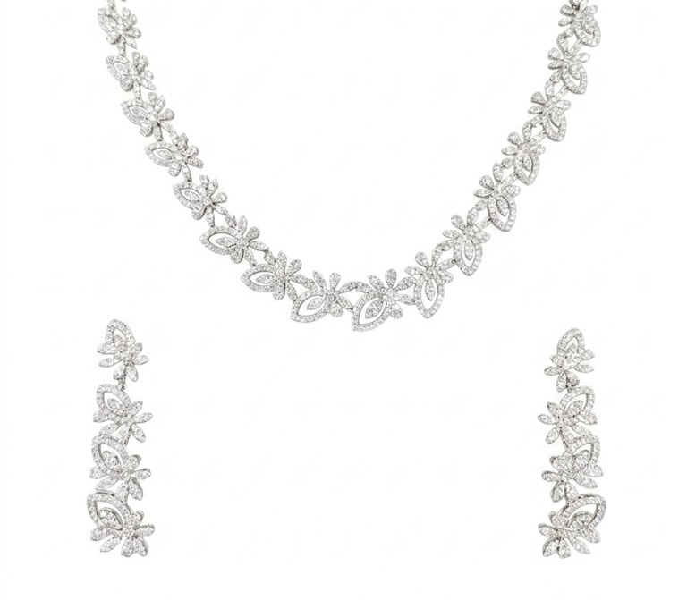 Floral Diamond Symphony 14K Necklace Set