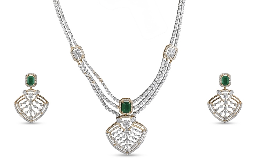 Emerald Heart Grace Diamond Pendant Necklace