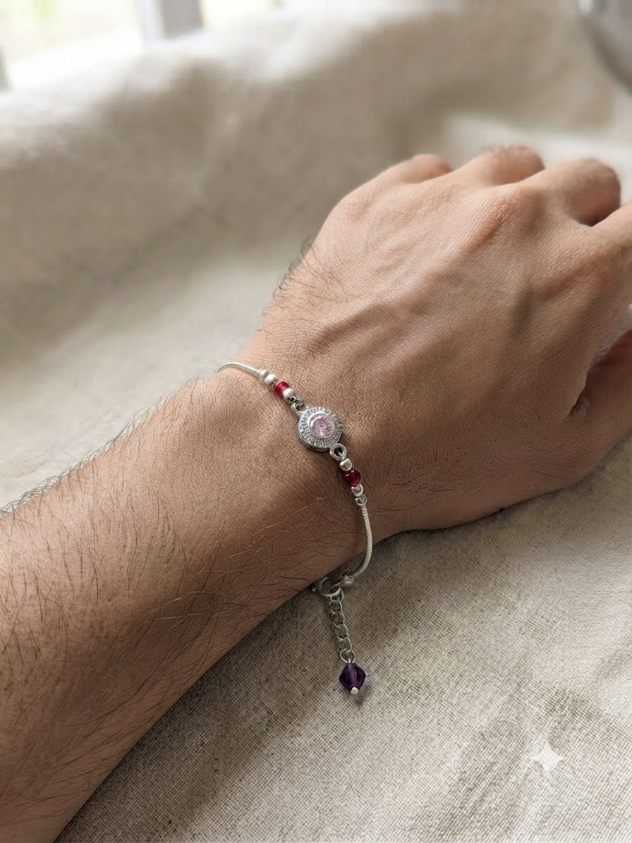 Silver Crimson Spark Rakhi