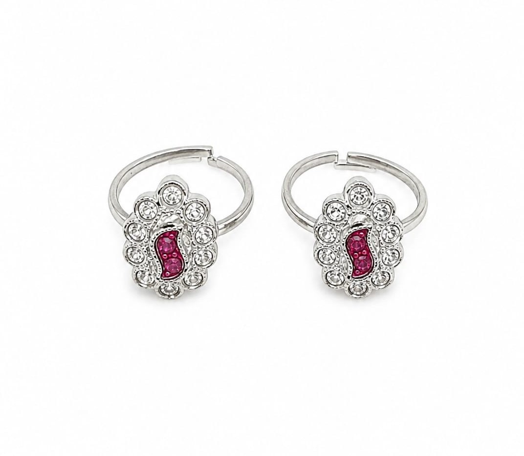Royal Ruby Oxidised Silver Toe Ring
