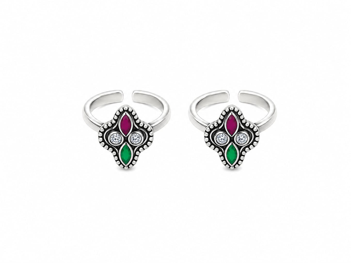 Ruby Leaf Sterling Silver Toe Ring