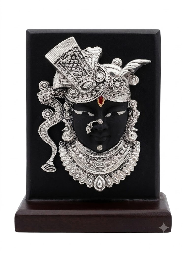 Silver Shrinathji Idol with Premium Display Case