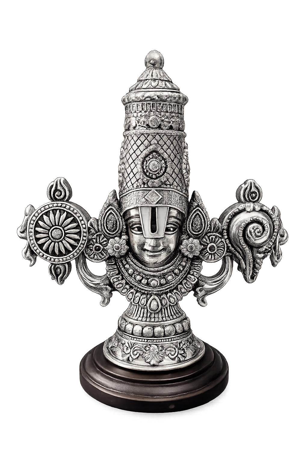 Silver Tirupati Balaji Idol on Decorative Stand