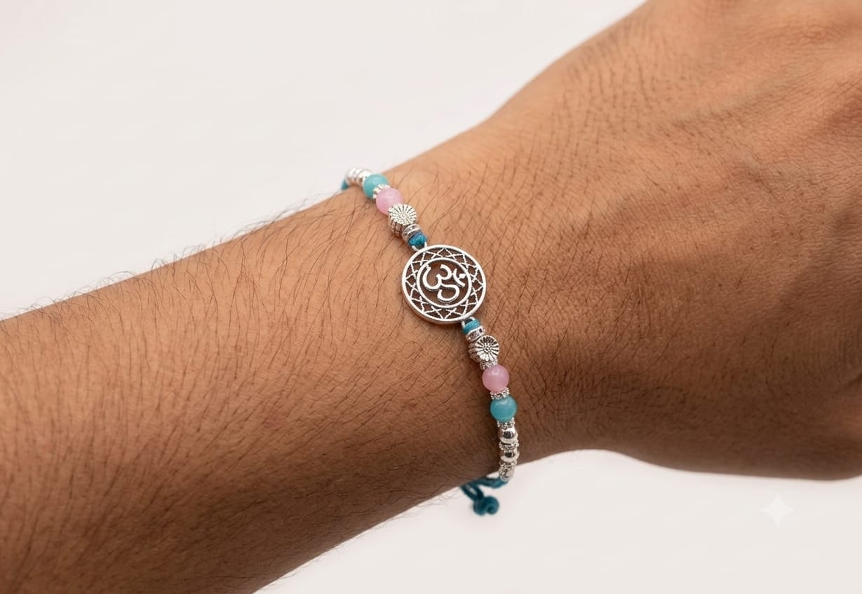 Blue Serenity Silver Rakhi