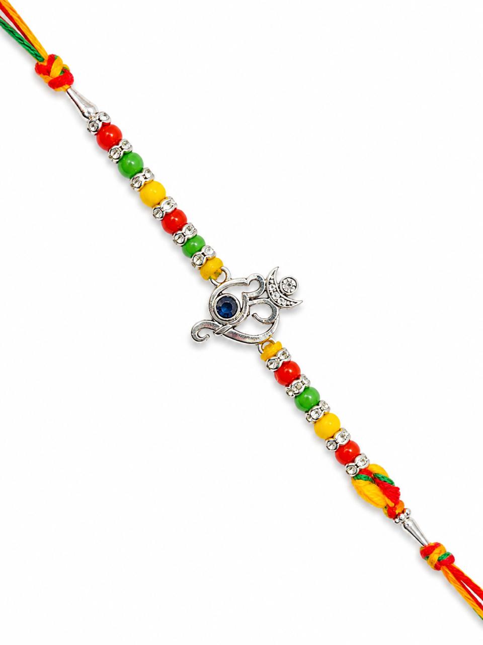 Chandra Om Blessing Silver Rakhi