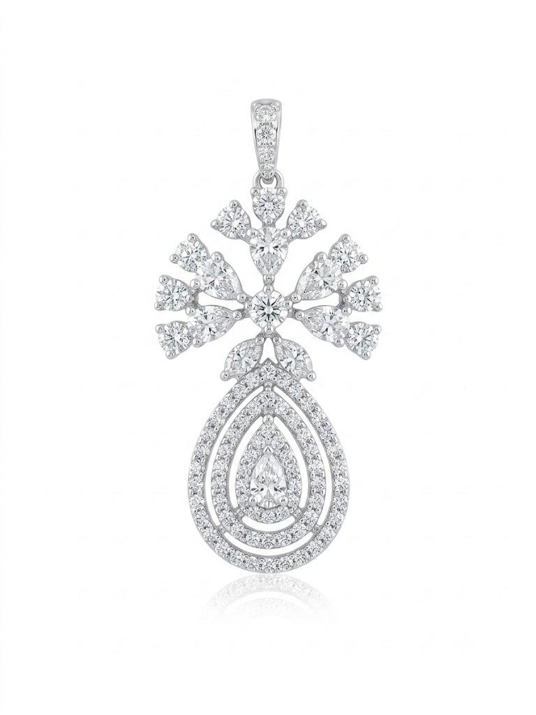 Diamond Snowflake Teardrop Pendant