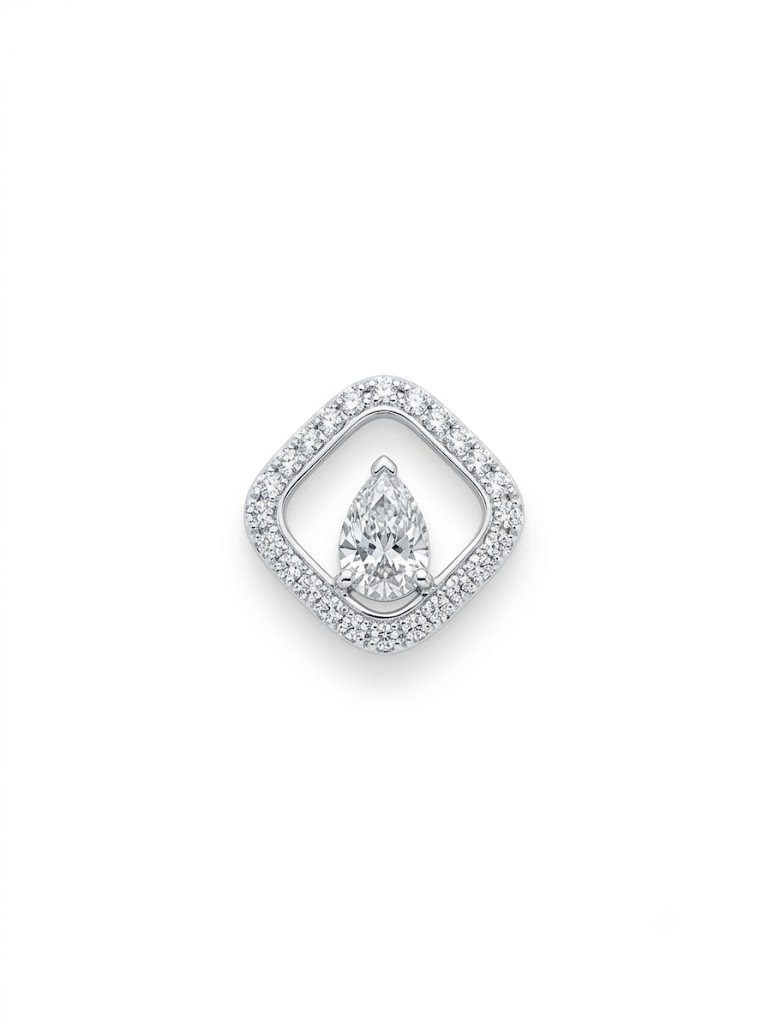 Diamond Pear Halo Cushion Pendant