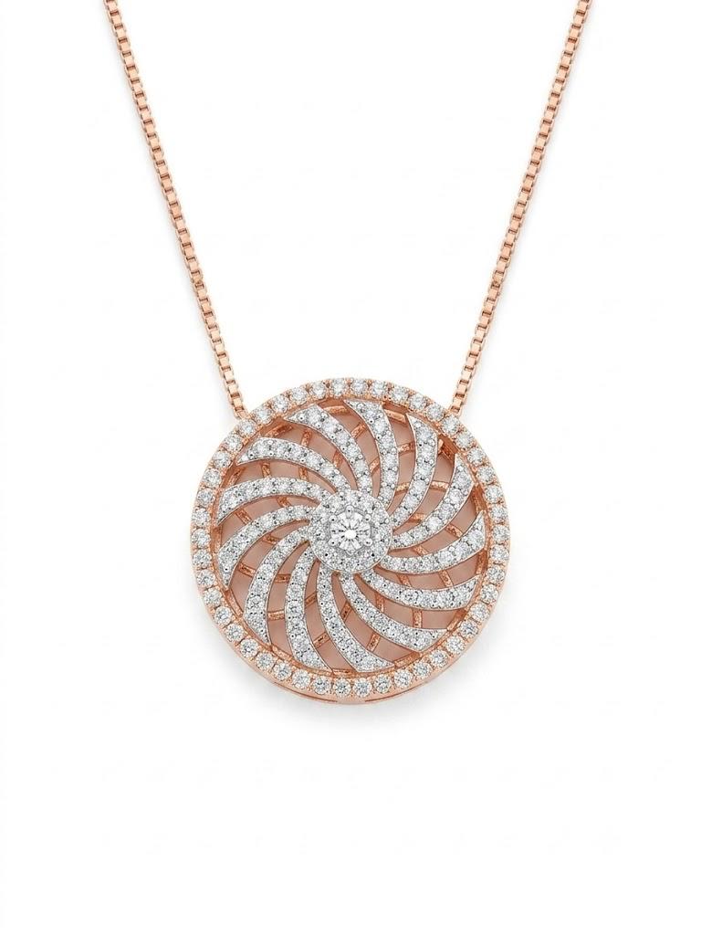 Rose Gold Diamond Swirl Pendant Necklace
