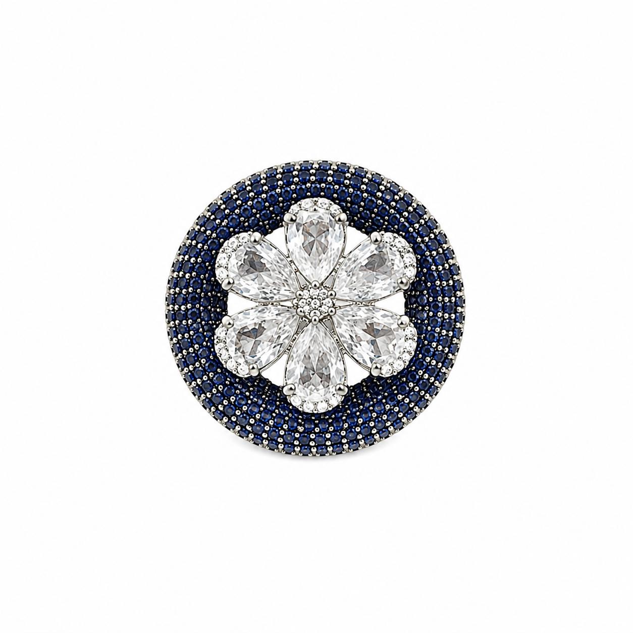 Sapphire Diamond Floral Disc Pendant