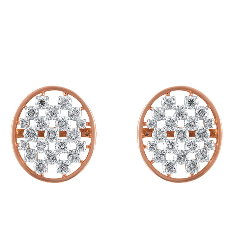 Diamond Lattice Stud Earrings