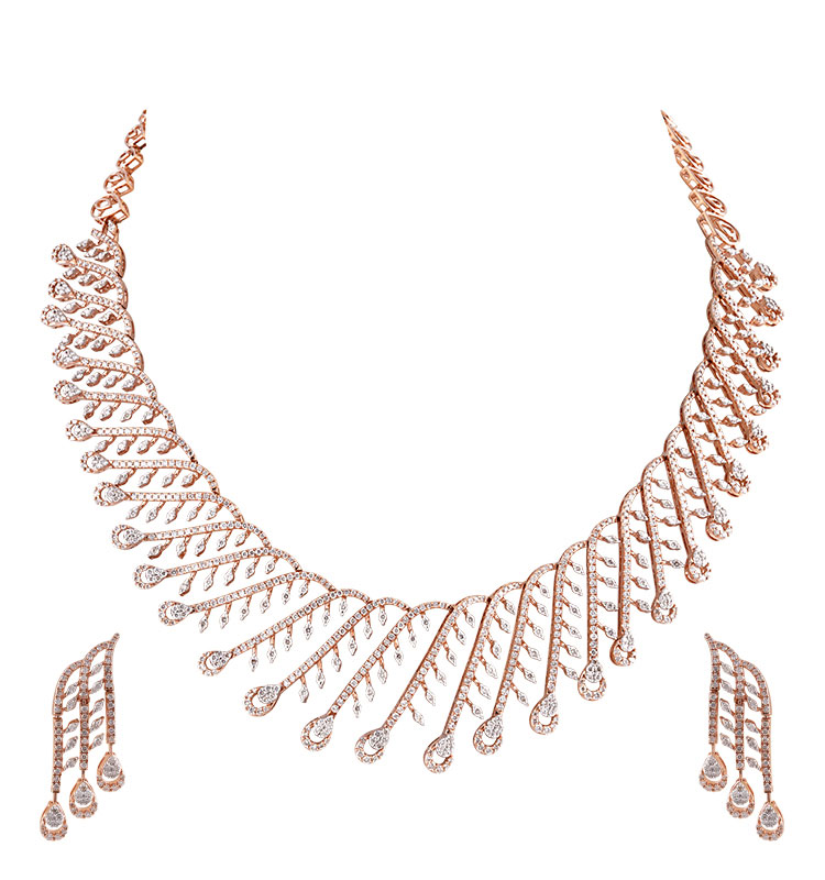Diamond Plume Necklace Set