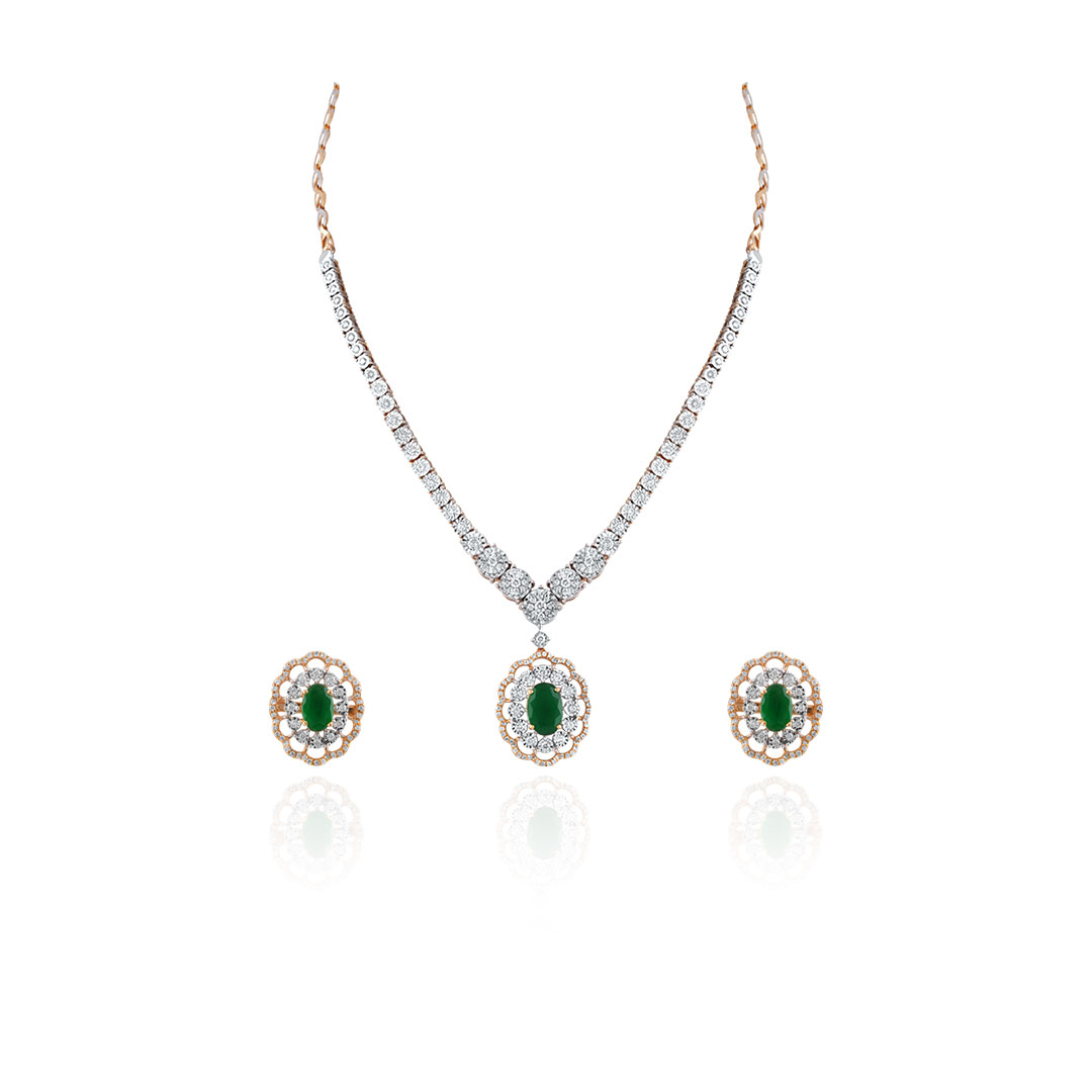 Emerald Blossom Necklace Set