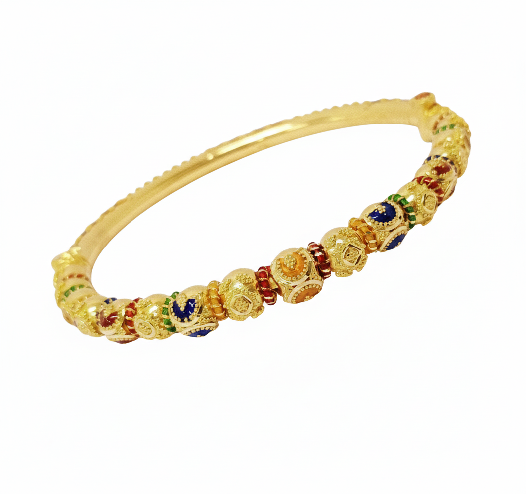 Tri-Color Meenakari Gold Bangle