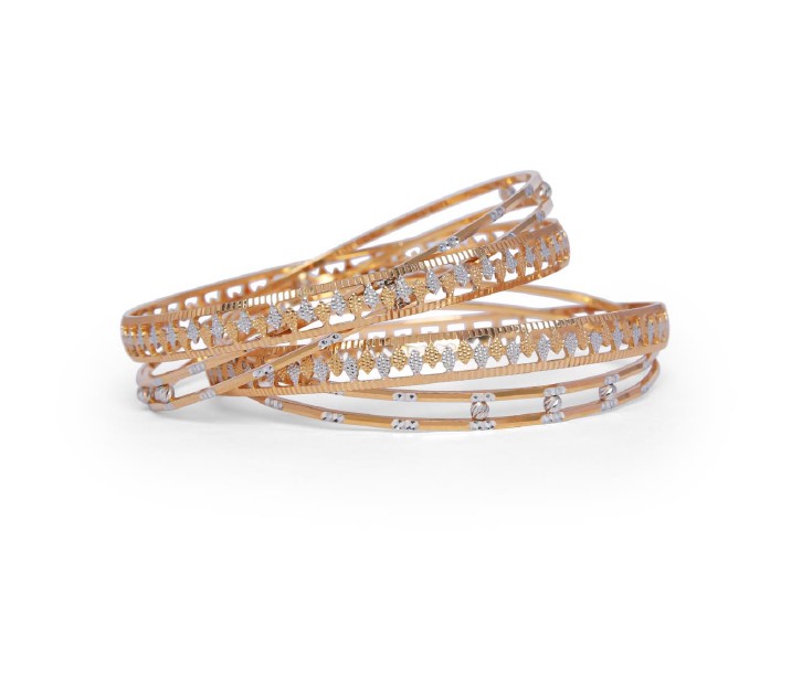Elegant Dual-Tone Designer Bangles Set