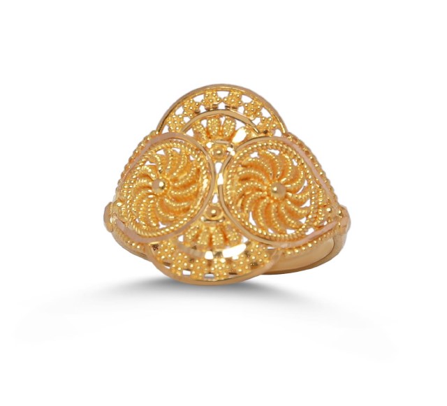 Ornate Filigree Swirl Gold Ring