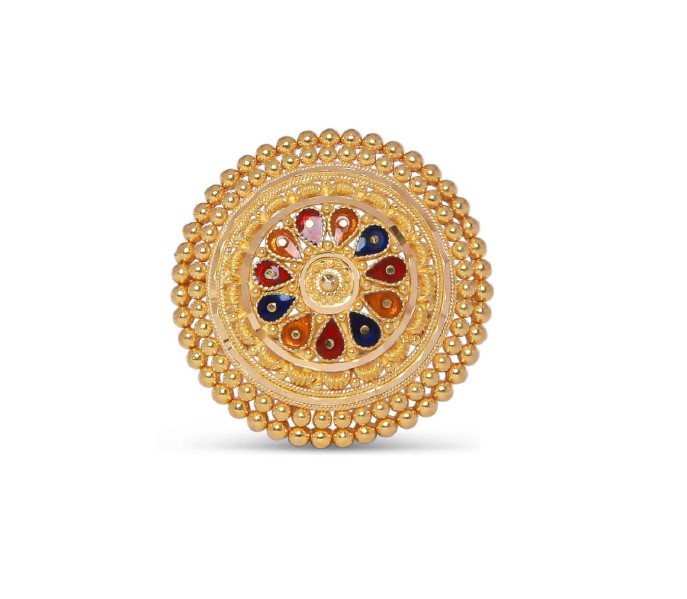 Golden Peacock Eye Meenakari Cocktail Ring