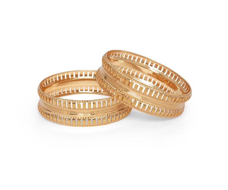 Elegant Lattice Pattern Gold Bangles