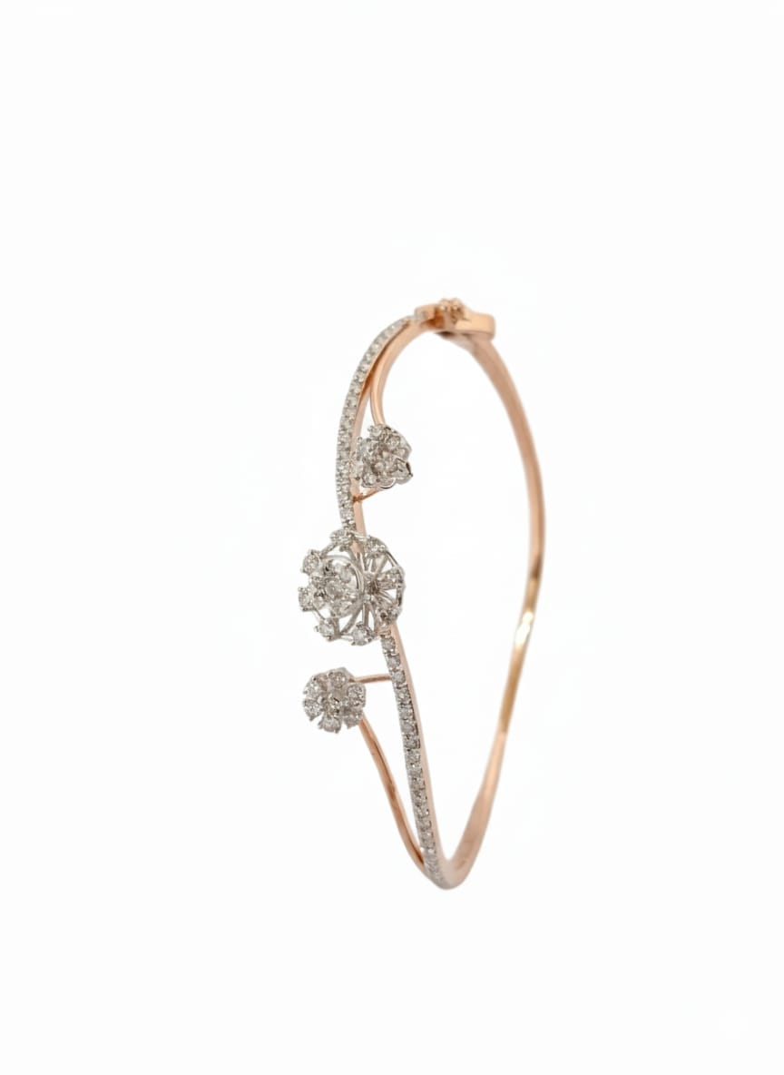 Triple Blossom Diamond Bangle in Rose Gold
