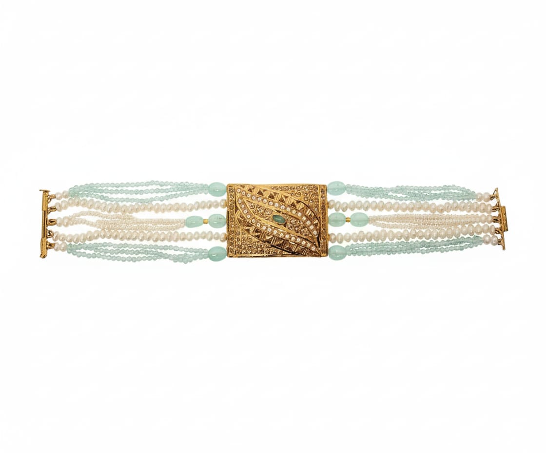 AQUA ROYALE MULTI-STRAND PEARL BRACELET