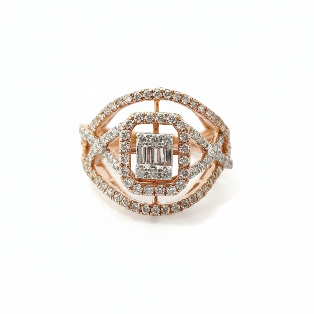 The Square Halo Criss-Cross Ring