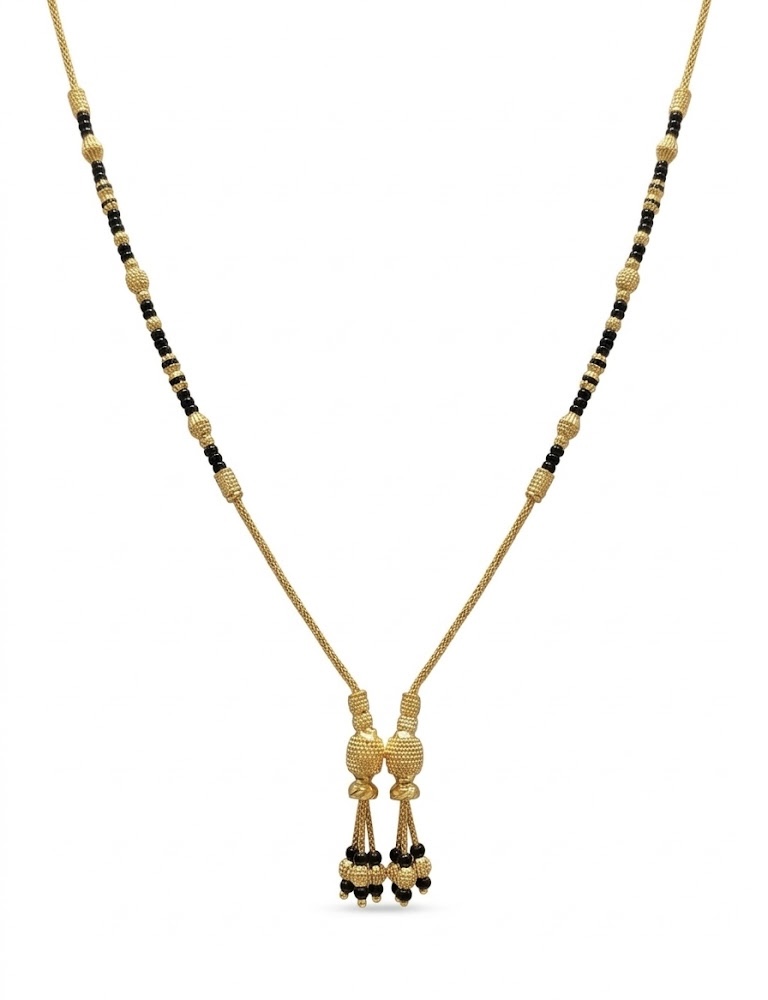 Dual Drop Black Bead 22K Gold Mangalsutra