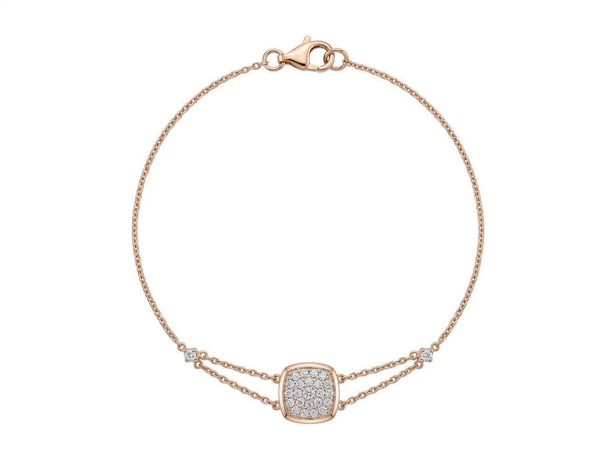 Minimal Square Halo Diamond Bracelet